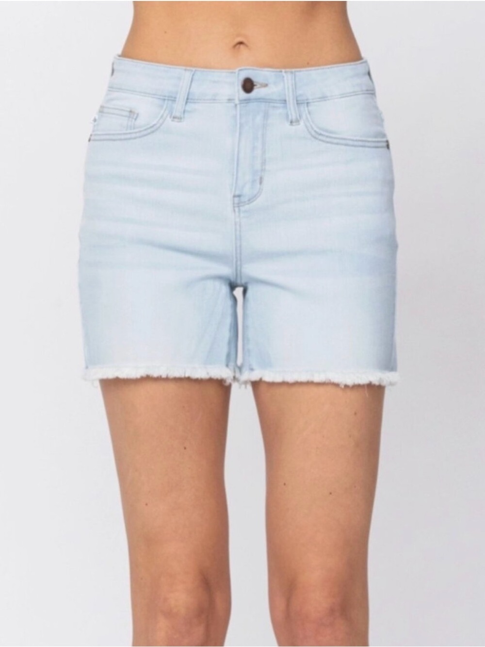 Judy Blue Light Wash Cut Off Shorts 5-Pocket Stretch Denim Women’s Sz Large